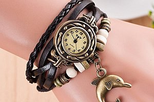 Vícevrstvé dámské hodinky s přívěskem delfína a poštovné ZDARMA!