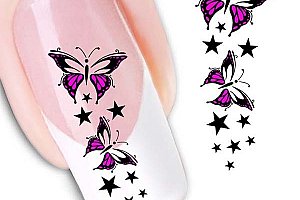 Fialové nálepky motýlků na nehty a poštovné ZDARMA!