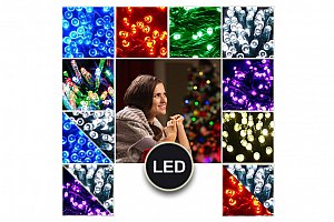 Vánoční osvětlení 100 LED - Řetězy v 10 barvách o délce 10 metrů.
