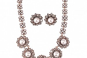 Fashion Icon Sada náhrdelník a náušnice sedmikráska s perlou
