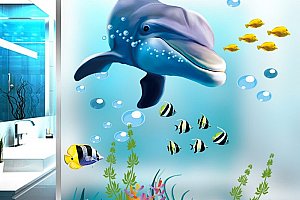 Samolepka na zeď - podmořský svět s delfínem a poštovné ZDARMA!