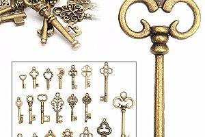 Sada vintage dekoračních klíčů - 20 kusů a poštovné ZDARMA!
