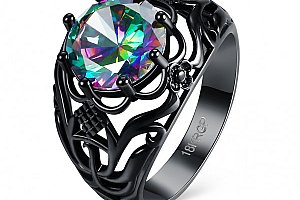 Prsten s květinovým motivem a barevným kamenem a poštovné ZDARMA!