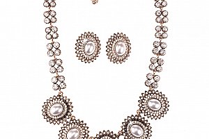 Fashion Icon Sada náhrdelník a náušnice vintage s perlou