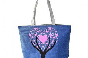 Dámská kabelka se stromem a srdíčky - modrá barva a poštovné ZDARMA s dodáním do 2 dnů!