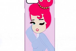 WishWay Fashion kryt na mobilní telefony Pink Cat in Hair Iphone 6 plus