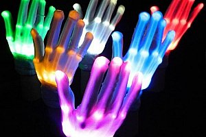 Svítící barevné LED rukavice