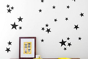 Samolepky na zeď ve tvaru hvězd - 12 barev/3 velikosti a poštovné ZDARMA!