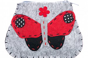 Fashion Icon Peněženka flísová Motýl ruční práce HANDMADE textil malá Retro PN0095-13