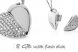 Luxusní USB flash disk 8GB ve tvaru srdce s kamínky!