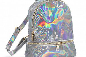 Holografický batoh Fashion Icon Rainbow lesklý mini