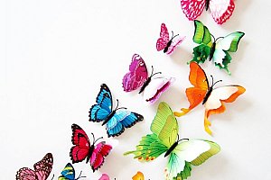 Dekorativní motýlci s dvojitými křídly - 12 kusů - různé barvy a poštovné ZDARMA!