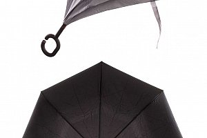 Obrácený holový deštník s dvojitým potahem v šedé barvě