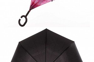 Obrácený holový deštník s dvojitým potahem růžová gerbera