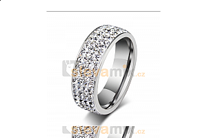 Luxusní ocelový prsten Crystal Pavé s krystaly z chirurgické oceli (316L) Jewellis
