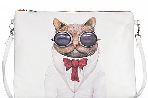 Fashion Icon Psaníčko Etno kočka v brýlích s kravatou pouzdro na tablet