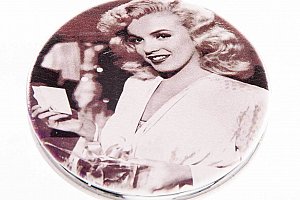 Kapesní kulaté zrcátko Marilyn Monroe kovové hnědé