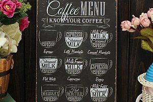 Plechová retro cedule Coffee menu a poštovné ZDARMA!