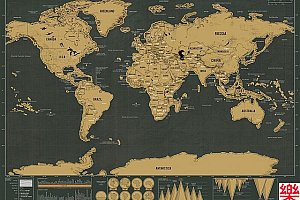 Stírací mapa světa - 42 x 30 cm a poštovné ZDARMA s dodáním do 2 dnů!