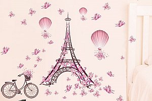 Samolepka na zeď - Romantická Eiffelova věž a poštovné ZDARMA!