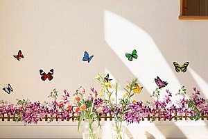 Samolepka s květy a motýly a poštovné ZDARMA!