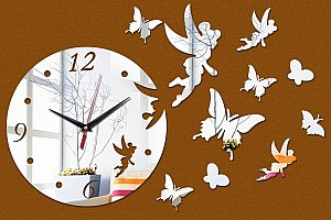 Zrcadlové hodiny s vílami a motýlky - 3 barvy a poštovné ZDARMA!