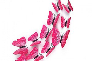 3D dekorativní magnetky - Motýli s tečkami - 7 barev - 12 kusů a poštovné ZDARMA!