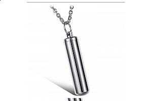 Stylový pánský ocelový náhrdelník - řetízek a přívěsek ve tvaru uzavíratelného oválného pouzdra (láhev) Ostatní