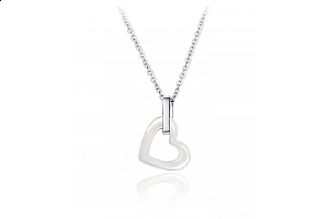 Ocelový keramický náhrdelník - řetízek a přívěsek ve tvaru srdce Pure Heart - chirurgická ocel 316L Jewellis