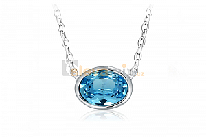 Elegantní náhrdelník Aquamarine Oval s krystalem Swarovski Jewellis