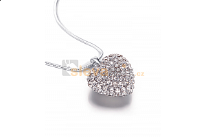 Ocelový náhrdelník - řetízek a přívěsek ve tvaru srdce s krystaly - chirurgická ocel Jewellis