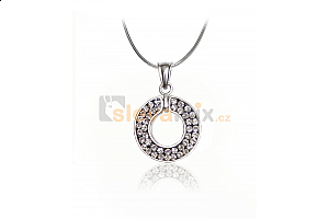 Ocelový náhrdelník Donut - řetízek a přívěsek ve tvaru kruhu s krystaly - chirurgická ocel Jewellis