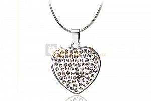 Ocelový náhrdelník Heart Pavé - řetízek a přívěsek ve tvaru srdce s krystaly - chirurgická ocel Jewellis