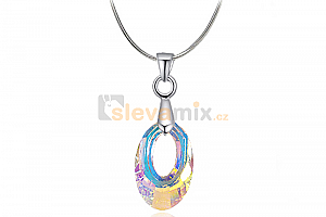 Ocelový náhrdelník Helios s krystalem Swarovski ve tvaru oválu Jewellis