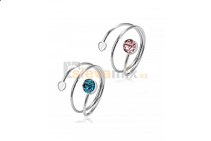 Rhodiovaný prsten Swirl Heart s krystalem Swarovski Jewellis