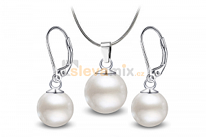 Ocelový set - náušnice a náhrdelník Radiance Pearl s perlou Swarovski - chirurgická ocel 316L Jewellis