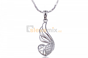 Luxusní rhodiovaný náhrdelník - řetízek a přívěsek Winged Heart ve tvaru okřídleného srdce se zirkony Ostatní