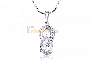 Luxusní rhodiovaný náhrdelník - řetízek a přívěsek Angel Tear ve tvaru kapky se zirkony Ostatní