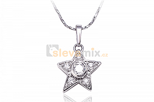 Rhodiovaný náhrdelník - řetízek a přívěsek MiniStar ve tvaru hvězdy se zirkony Ostatní