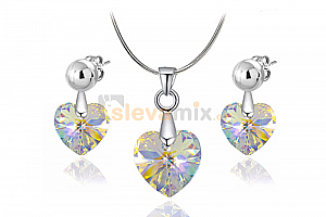 Elegantní ocelový set Xilion Hearts s krystaly Swarovski ve tvaru srdce Jewellis