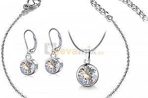 Ocelový 3-dílný set - náramek, náušnice a náhrdleník Xirius Chatons s krystaly Swarovski - chirurgická ocel 316L Jewellis
