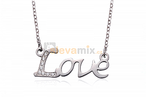 Ocelový náhrdelník LOVE se zirkony - chirurgická ocel 316L Jewellis