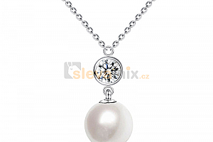 Ocelový náhrdelník Princess Pearl s perlou a krystalem Swarovski - chirurgická ocel 316L Jewellis