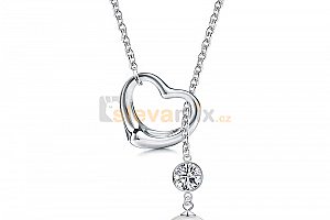 Ocelový náhrdelník Open Heart Pearl ve tvaru srdce s perlou a krystalem Swarovski - chirurgická ocel 316L Jewellis