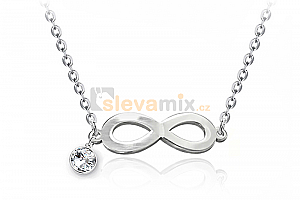 Ocelový náhrdelník Infinity Rivoli ve tvaru nekonečna s krystaly Swarovski Jewellis