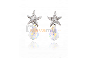 Luxusní visací náušnice Starfish Baroque s krystaly Swarovski a zirkony Jewellis