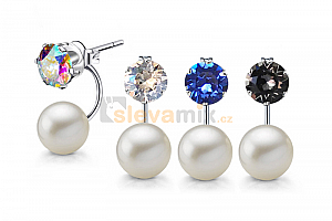 Ocelové náušnice Pearl Crystals s perlou a krystaly Swarovski Jewellis