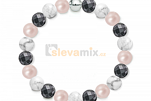 Náramek Gemstone Hematite Pearl z přírodních kamenů a perel Swarovski - howlit Jewellis
