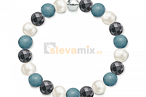 Náramek Gemstone Hematite Pearl z přírodních kamenů a perel Swarovski - malajský jadeit Jewellis