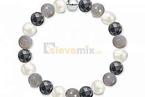 Náramek Gemstone Hematite Pearl z přírodních kamenů a perel Swarovski - achát Jewellis